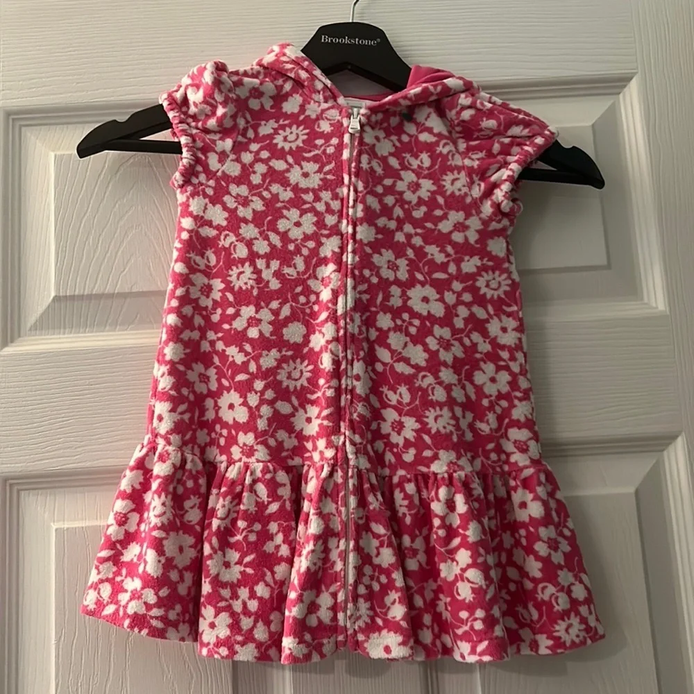 Ralph Lauren Baby Pink Floral Hooded Terry Swim Cover Up Sz 24 months
